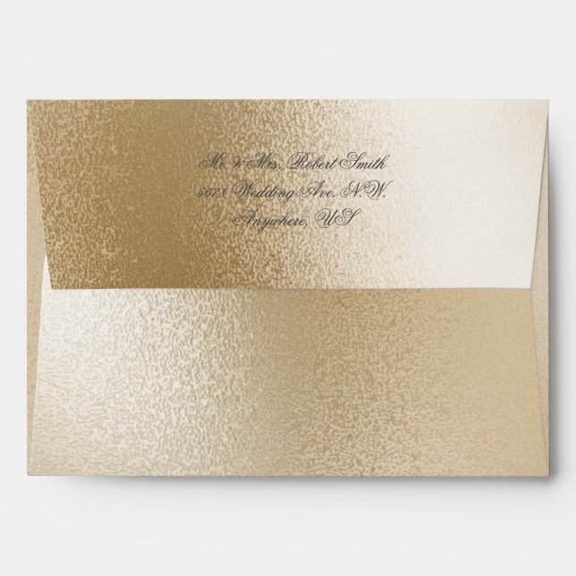 Gold Metallic Modern Elegant Chic Stylish Wedding  Envelope (Back (Top Flap))