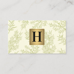 Gold Metallic Monogram Juniper Branch Business Card