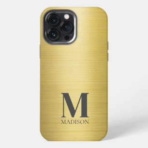 Gold Metallic Monogrammed iPhone 13 Pro Max Case