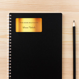 Gold metallic name elegant bookplate label