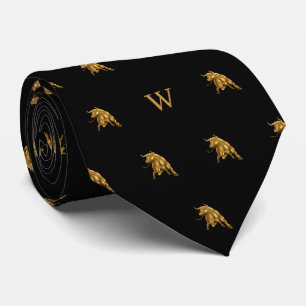 Gold Metallic Ox Bull Monogrammed Initials Black Tie