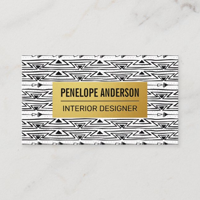 Gold Metallic Pattern | Bohemian Pattern Business Card (Front)