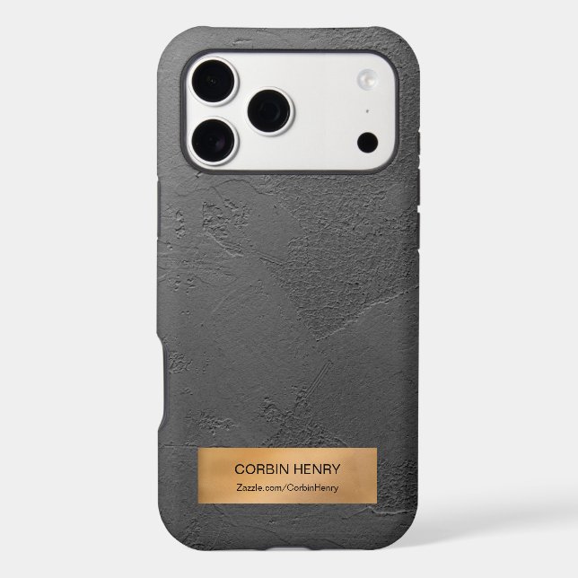 Gold Metallic Plaque Black Texture Personalised (Back)