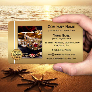 Gold Metallic QR Code and Photo Professional Business Card