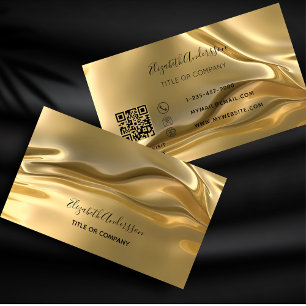 Gold metallic qr code business card