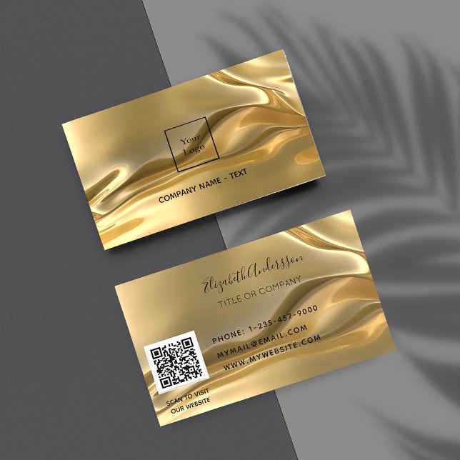Gold metallic qr code logo business card (Creator Uploaded)