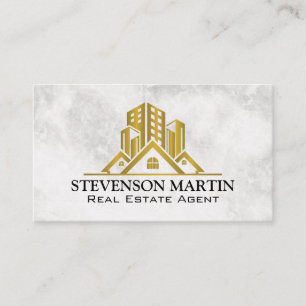 Gold Metallic Real Estate   Marble Business Card