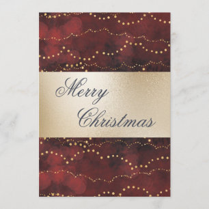Gold Metallic Red Elegant Merry Christmas  Holiday Card