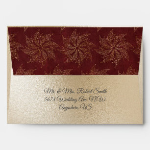 Gold Metallic Red Fairy Lights Wedding Envelope