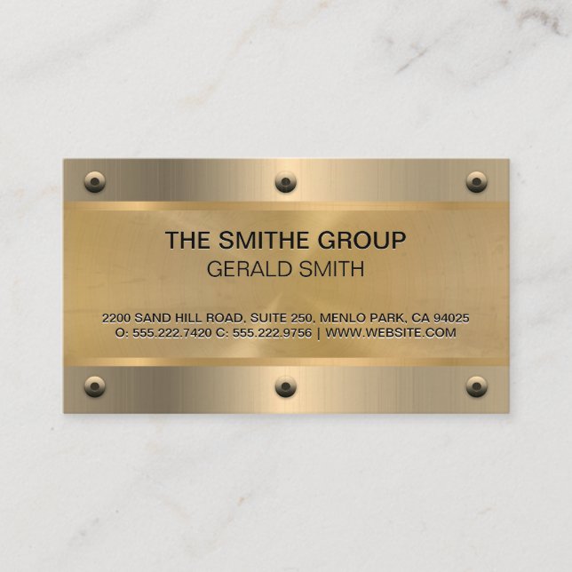 Gold Metallic | Rivets Business Card (Front)