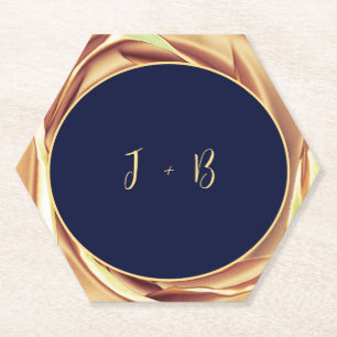 Gold Metallic Rose Print Paper Coaster