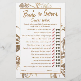Gold Metallic Roses Arrangement Bridal Shower Game