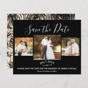 Gold Metallic Roses Wedding Photo Save the Date