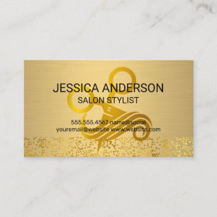 Gold Metallic Scissors Hair Salon Logo Business Card