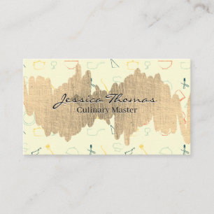 Gold Metallic Scribble   Kitchen Tools Pattern Business Card