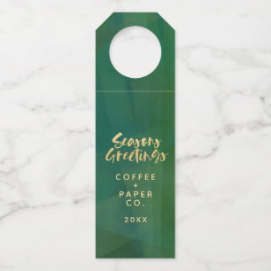Gold metallic seasons greetings corporate bottle tag