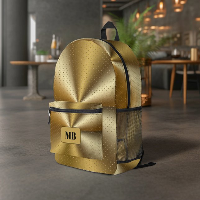 Gold Metallic Sequin Design Luxury Printed Backpack (Creator Uploaded)