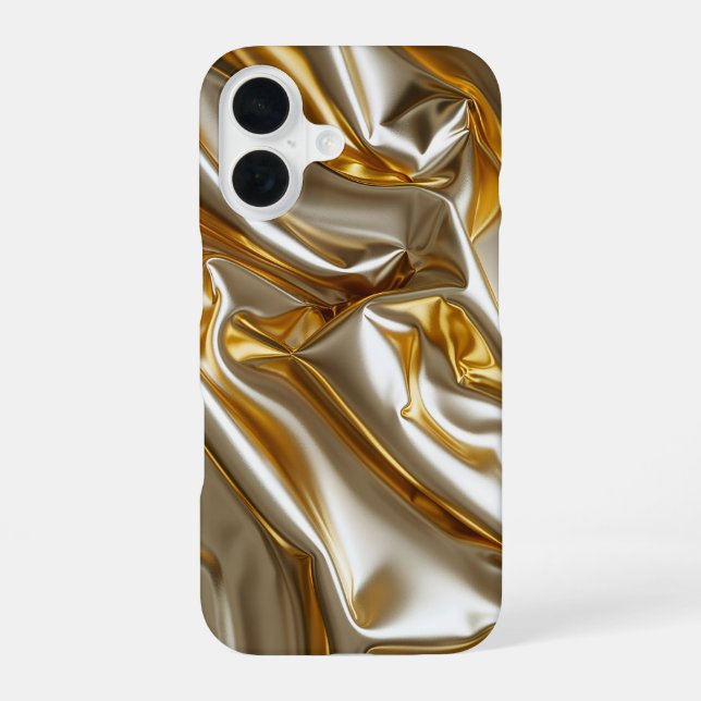 Gold Metallic Silk Texture iPhone 16 Case (Back)