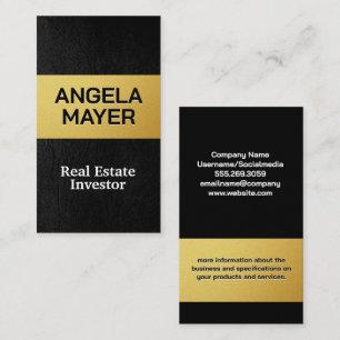 Gold Metallic   Sleek Leather Business Card