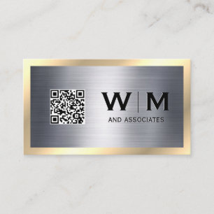 Gold Metallic   Sleek   Monogram  Business Card