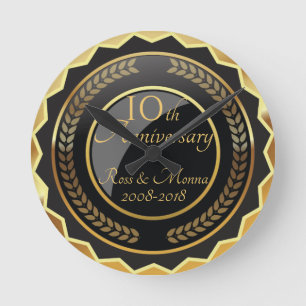 Gold Metallic Sparkly Anniversary design Round Clock