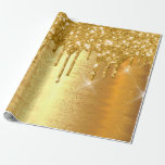 Gold Metallic Sparkly Drips Glitter Bridal Wedding Wrapping Paper<br><div class="desc">florenceK design</div>