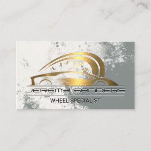 Gold Metallic Sports Car Logo Auto Business Card