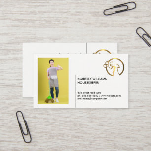 Gold Metallic Spray Bottle Maid Add Custom Pic Business Card