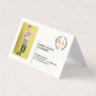 Gold Metallic Spray Bottle Maid Add Custom Pic Business Card