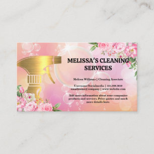 Gold Metallic Spray Soap Bubbles Flowers Business Card