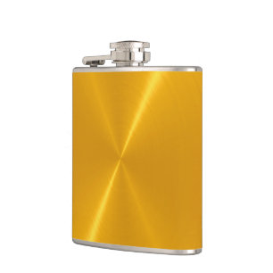 Gold Metallic Steel Metal 2 Hip Flask