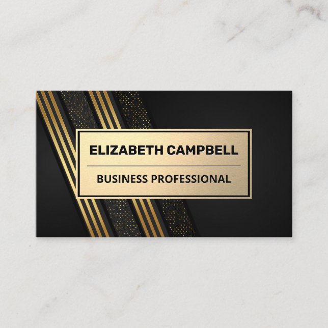Gold Metallic | Striped Sequin Pattern Business Card (Front)