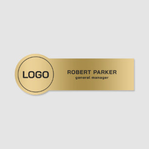 Gold Metallic Texture Logo Name Tag