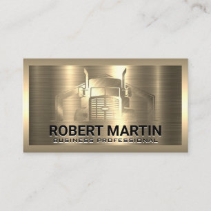 Gold Metallic Truck Logo Metal Brushed Business Card