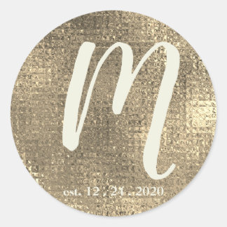 Gold Metallic Wedding Monogram Envelope Seal