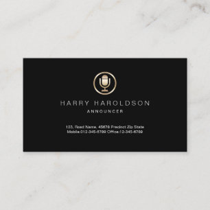 Gold Microphone Icon Announcer Business Card