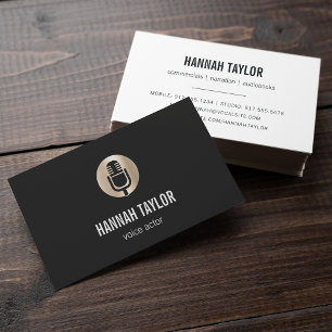 Gold Microphone Voice Actor Business Card