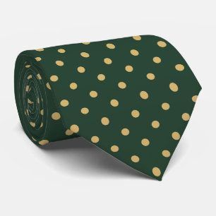 Gold Mini Polka Dot Pattern on Forest Green Tie
