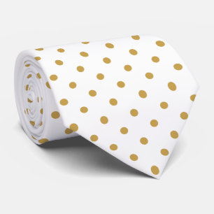 Gold Mini Polka Dot Pattern on White Tie