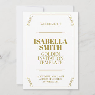 Gold minimal elegant modern simple wedding Invitation