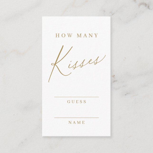 Gold minimal modern guess how many kisses game enclosure card (Front)