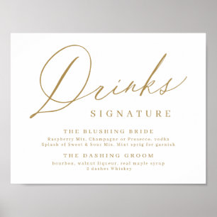 Gold minimal modern script signature drinks sign