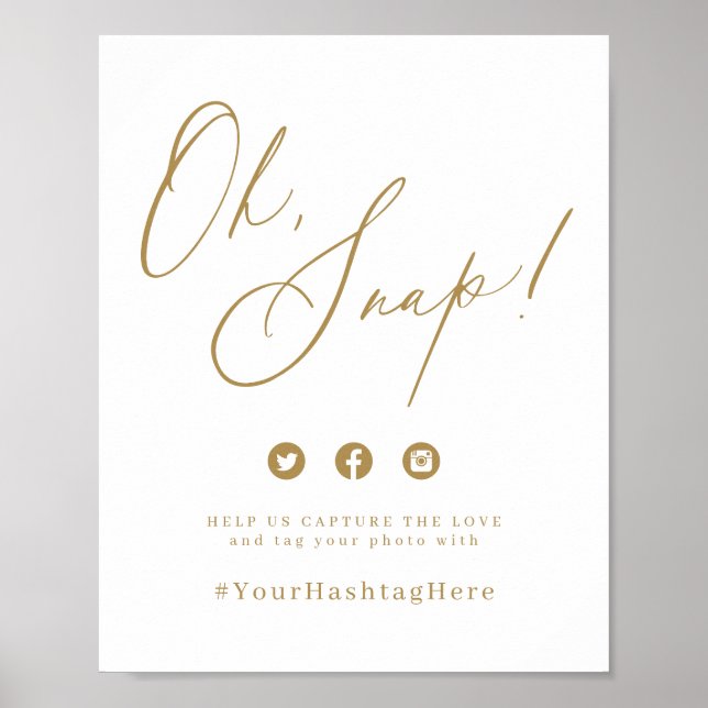 Gold minimal modern script wedding oh snap sign (Front)