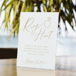 Gold minimal script ring hunt bridal shower game pedestal sign<br><div class="desc">Entertain your guests with this fun ring hunt bridal shower ring game,  features stylish modern script and text in gold colour,  simple and clean,  great for bridal shower,  and wedding parties. 
See all the bridal shower games in collection.</div>