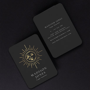 Gold Minimal Sun and Moon Business Card