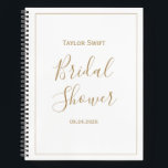 Gold Minimalist Bridal Shower Gift Tracker Notebook<br><div class="desc">Stay organised with style using this Minimalist Gold Bridal Shower Gift List Notebook. Featuring a sleek, gold-accented design, this notebook is perfect for tracking gifts, guests, and thank-you notes. Simple yet elegant, it adds a touch of sophistication to any bridal shower. Ideal for modern, minimalist, or elegant bridal showers, this...</div>