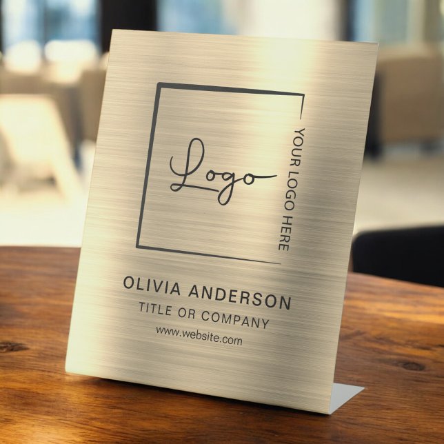 Gold Minimalist Business Logo Professional Modern Pedestal Sign (Creator Uploaded)