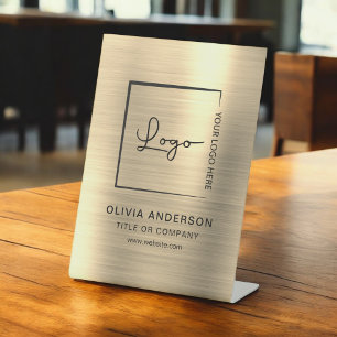Gold Minimalist Business Logo Professional Modern Pedestal Sign