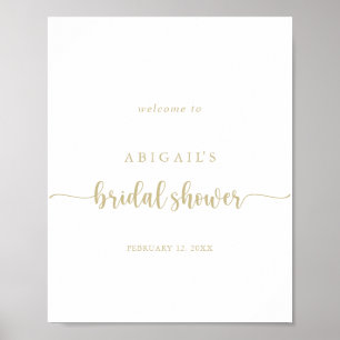 Gold Minimalist Calligraphy Bridal Shower Welcome  Poster