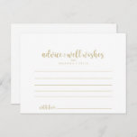 Gold Minimalist Calligraphy Wedding Advice Card<br><div class="desc">This gold minimalist calligraphy wedding advice card is perfect for a rustic wedding. The simple and elegant design features classic and fancy script typography in gold.These cards are perfect for a wedding, bridal shower, baby shower, graduation party & more. Personalise the cards with the names of the bride and groom,...</div>